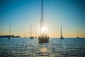 Yachts Against Sunny Backdrop